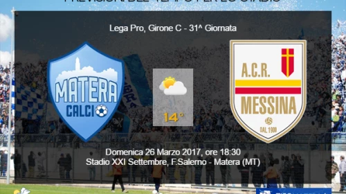 CALCIO - Il Meteo per Matera vs Messina del 26 Marzo 2017